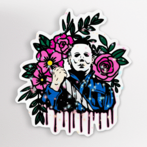 Floral Michael Myers Halloween Glitter Sticker