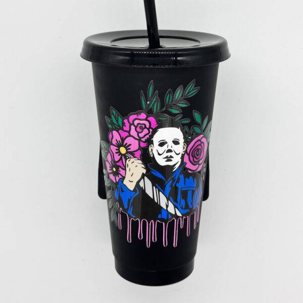 Floral Michael Myers Plastic Cold Cup