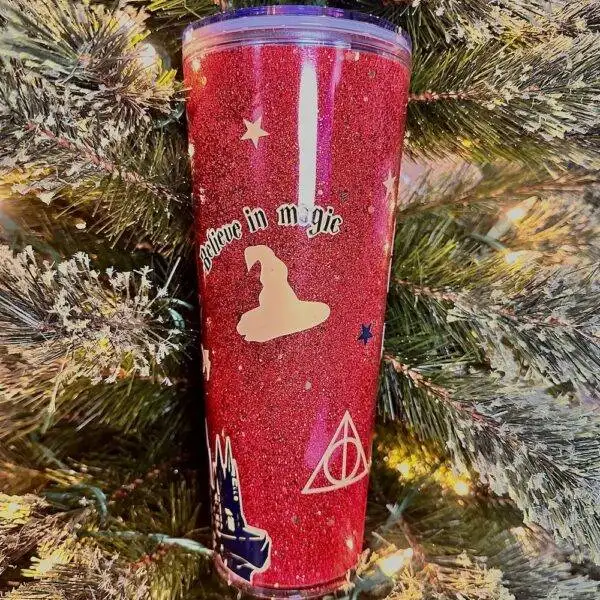 Harry Potter Hogwarts Acrylic Glitter Tumbler - Image 3