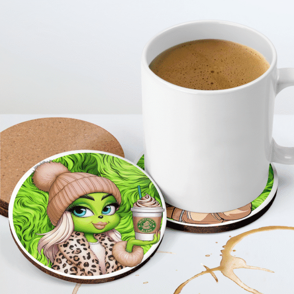 Milennial Grinch and Grinchette Drink Coasters - Image 3