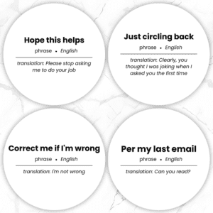 Corporate Lingo Phrase Coasters Set