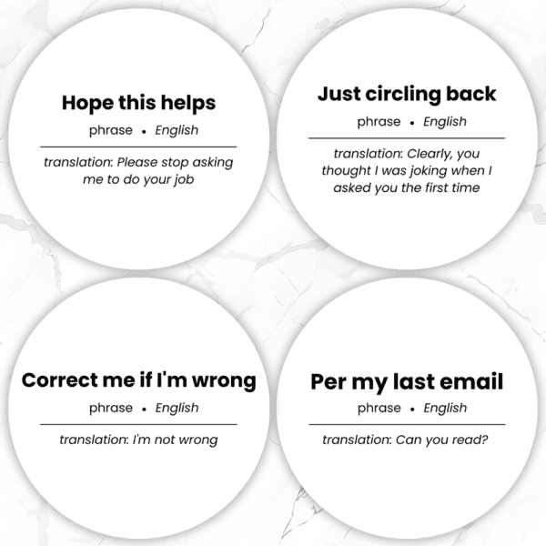 Corporate Lingo Phrase Coasters Set