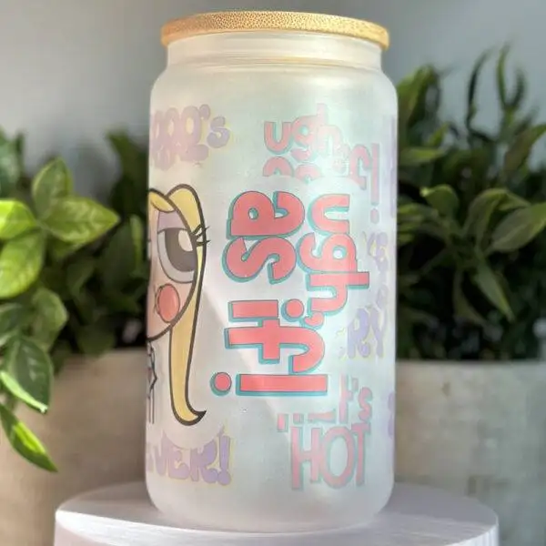 Bubbles Powerpuff Girls Y2K Frosted Glass Cup - Image 3