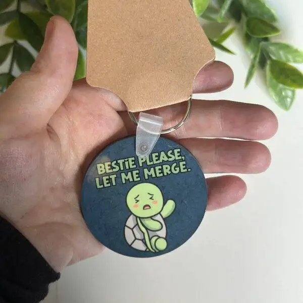 'Bestie Let Me Merge' Turtle Keychain