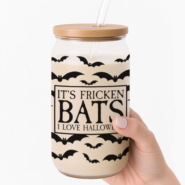'It's Fricken Bats' Clear Glass Cup - Image 3