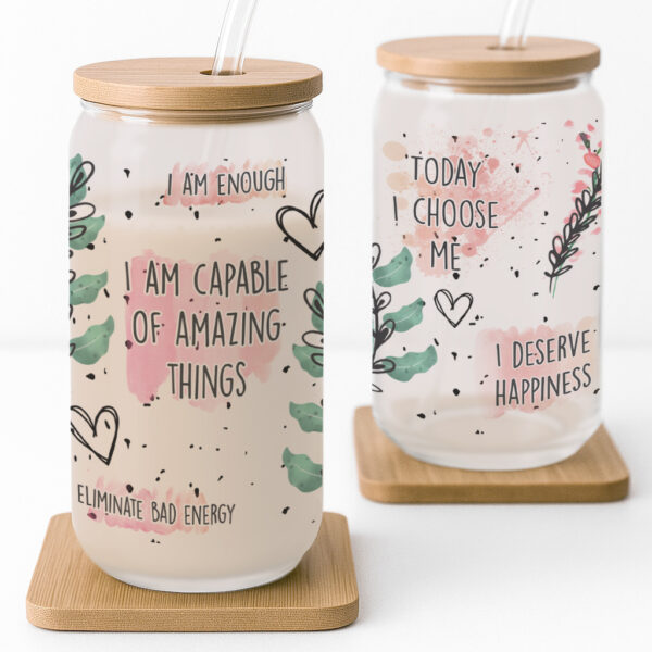 Inspirational Boho Frosted Glass Cup - Image 4