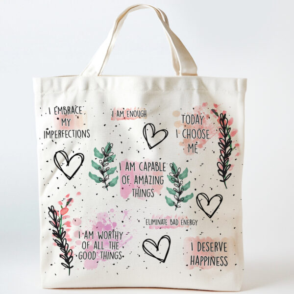 Self Love Inspirational Boho Mini Canvas Tote Bag