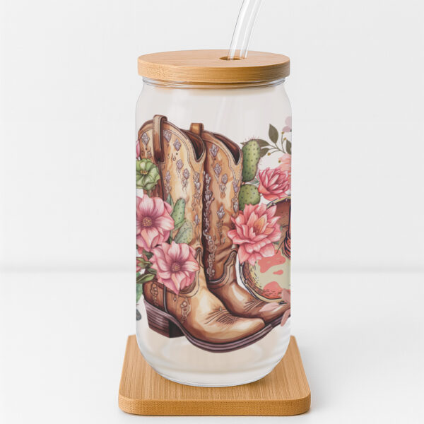 Pink Desert Cowgirl Frosted Glass Cup