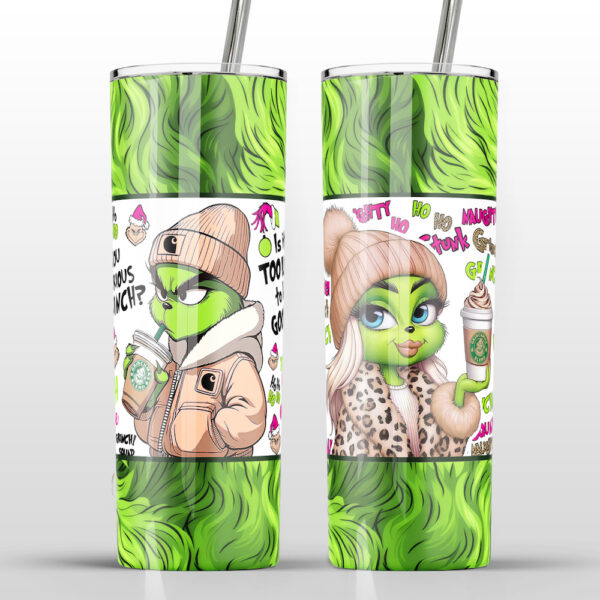 Milennial Grinch and Grinchette Stainless Steel Tumbler Set