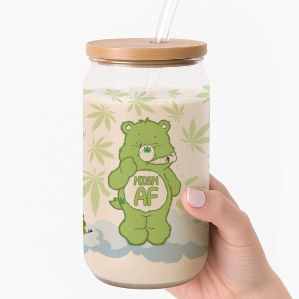 High AF Care Bear Frosted Glass Cup - Image 3