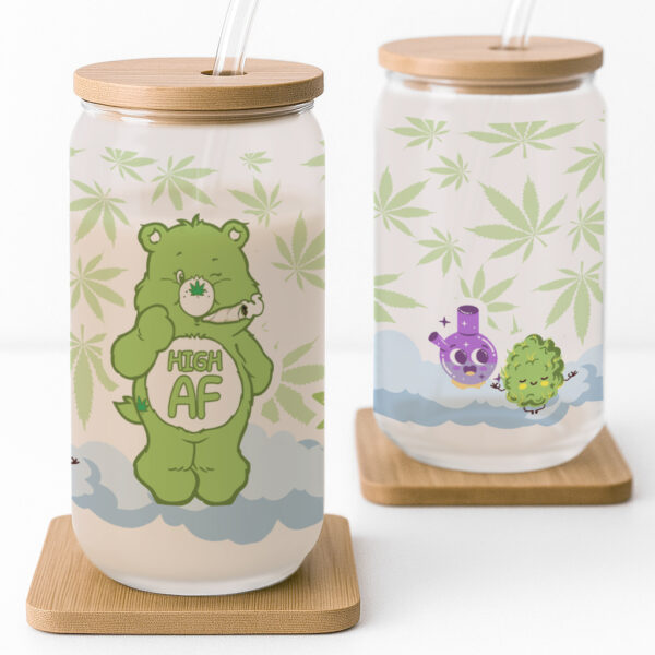 High AF Care Bear Frosted Glass Cup - Image 4