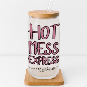'Hot Mess Express' Skeleton Frosted Glass Cup
