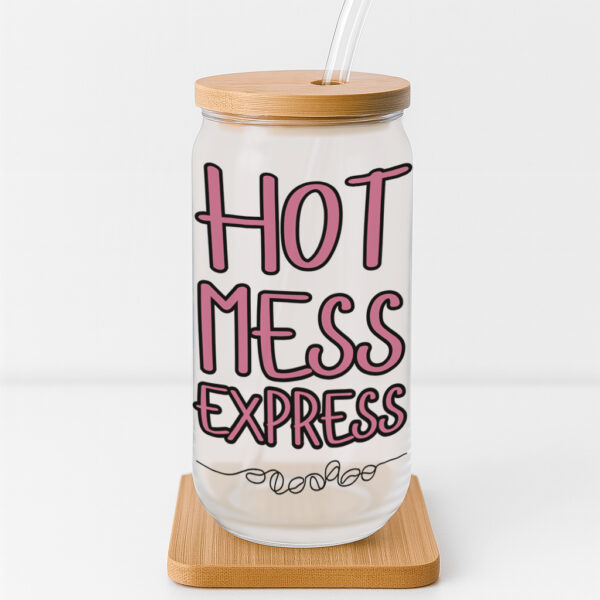 'Hot Mess Express' Skeleton Frosted Glass Cup