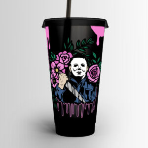 Floral Michael Myers Plastic Cold Cup