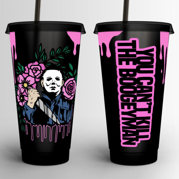 Floral Michael Myers Plastic Cold Cup - Image 3