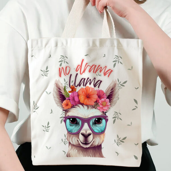 No Drama Llama Mini Canvas Tote Bag - Image 3