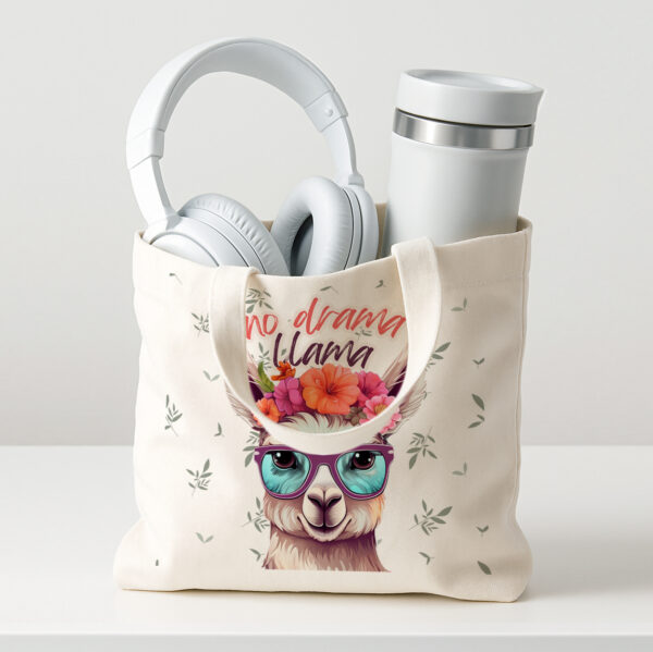 No Drama Llama Mini Canvas Tote Bag - Image 2