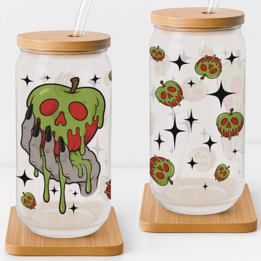 Poison Apple Halloween Frosted Glass Cup
