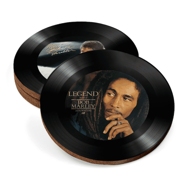 Bob Marley, Prince, Jimi Hendrix, Michael Jackson Vinyl Record Coasters - Image 4