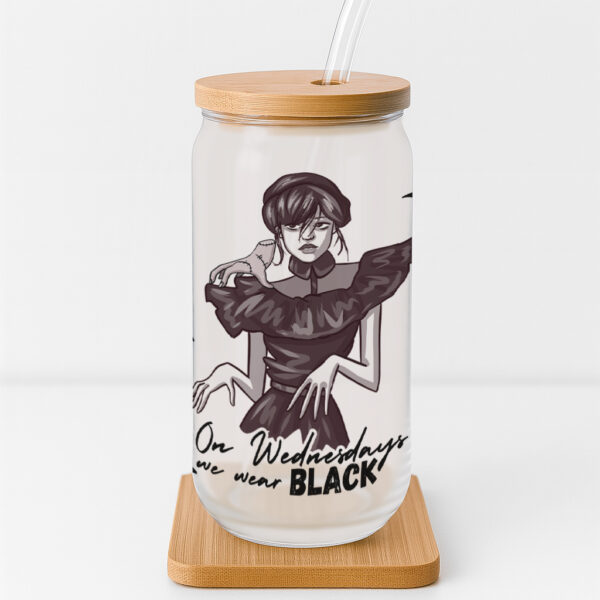 'On Wednesdays We Wear Black' Glass Can Cup