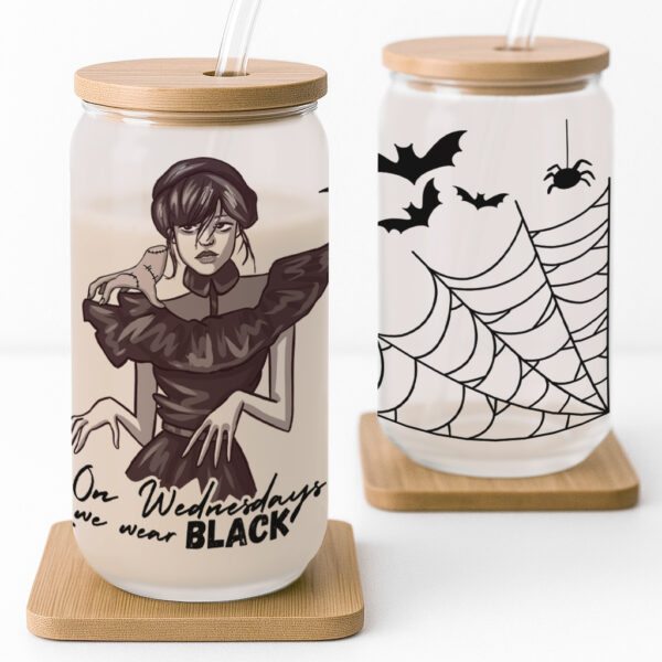 'On Wednesdays We Wear Black' Glass Can Cup - Image 3