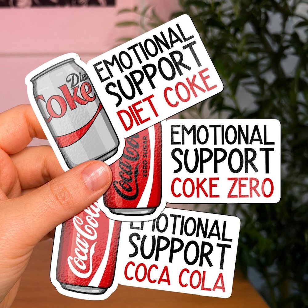 Emotional Support Diet Coke, Coca Cola, Coke Zero Stickers