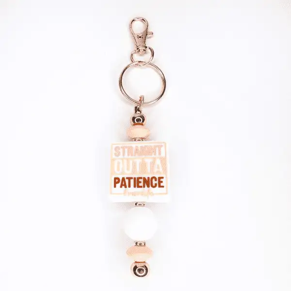 'Straight Outta Patience #MomLife' Beaded Keychain - Image 2