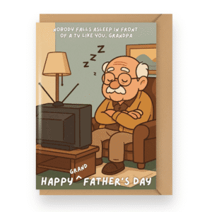 Grandpa Falling Asleep in Front of the TV Fathers Day Card