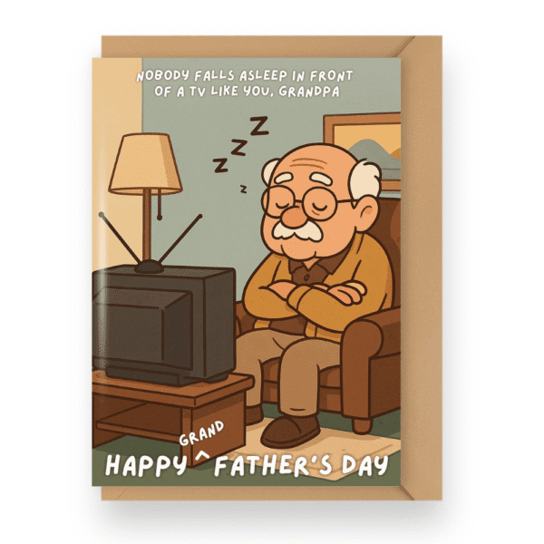 Grandpa Falling Asleep in Front of the TV Fathers Day Card