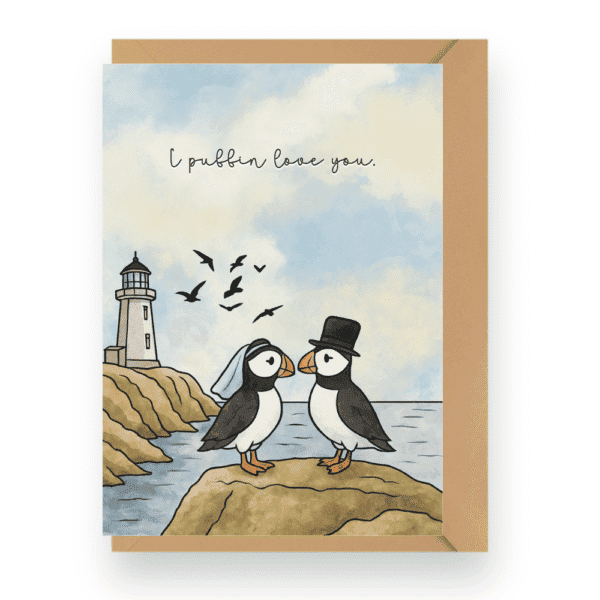 'I Puffin Love You' Watercolour Style Card