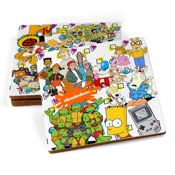 90's Cartoon Nostalgia Square Coasters - Image 2