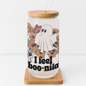 'I Feel Boo-nita' Floral Ghosts 16oz Glass Cup