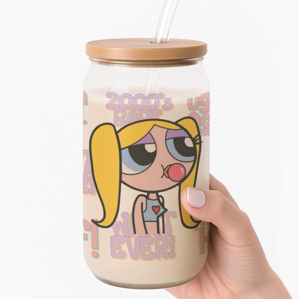Bubbles Powerpuff Girls Y2K Frosted Glass Cup - Image 3