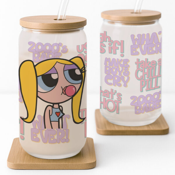 Bubbles Powerpuff Girls Y2K Frosted Glass Cup - Image 4