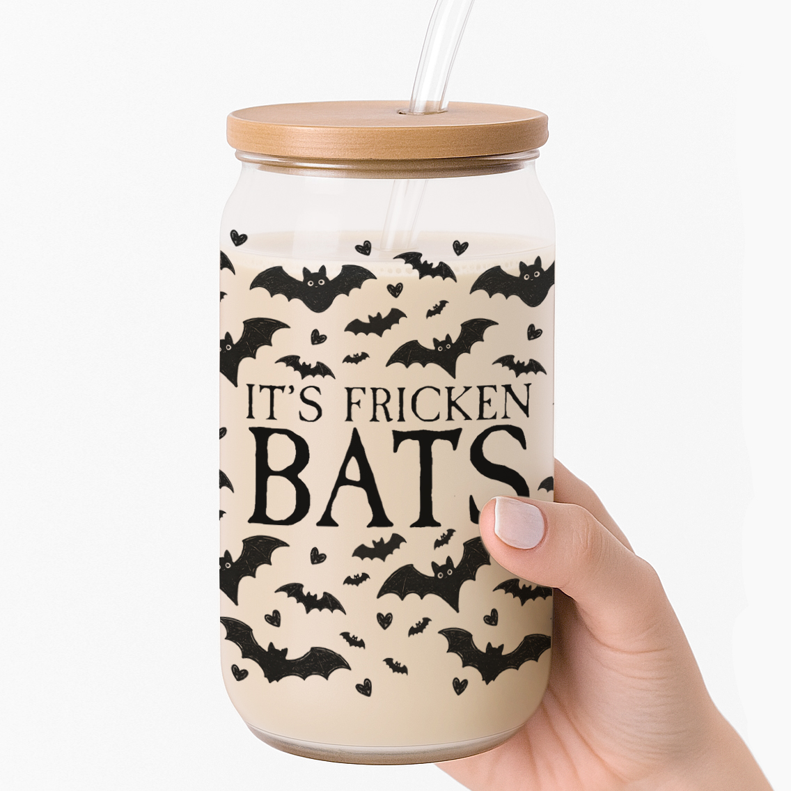 'It's Fricken Bats' Frosted Glass Cup - Image 3