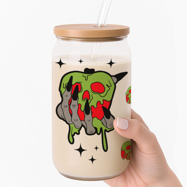 Poison Apple Halloween Frosted Glass Cup - Image 3