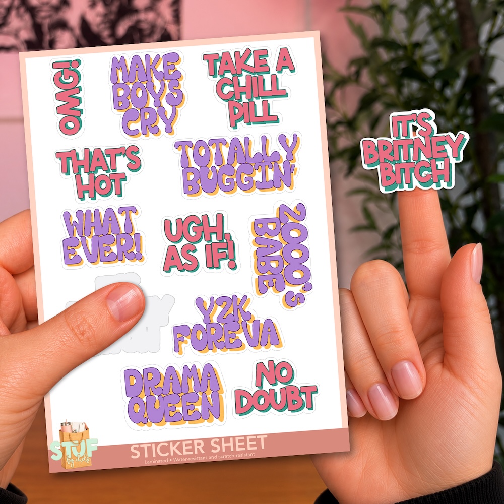 Y2K Phrases Sticker Sheet