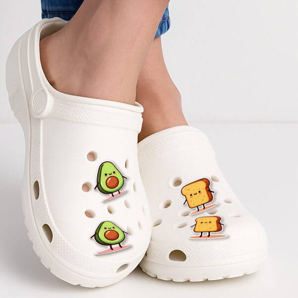 Kawaii Avocado and Toast Shoe Charms Set - Image 2