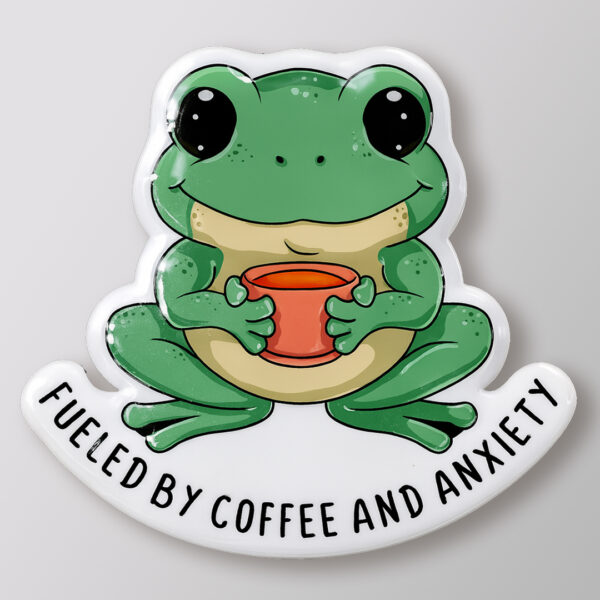Anxious Frog Fuelled by Coffee Shoe Charm - Image 3