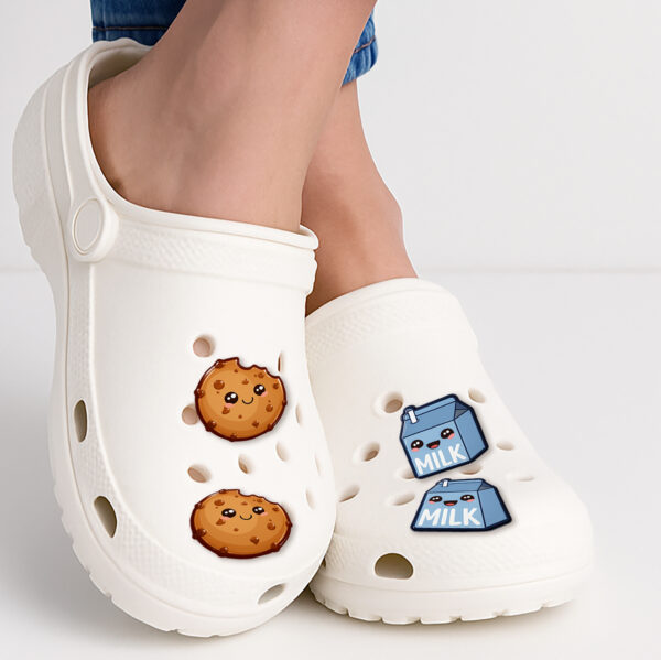 Kawaii Milk and Cookies Shoe Charms Set - Image 2