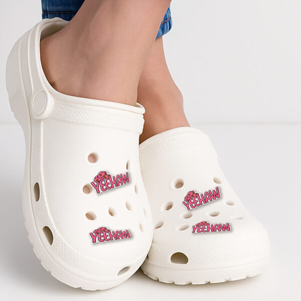 Yeehaw Pink Cowgirl Shoe Charm - Image 2
