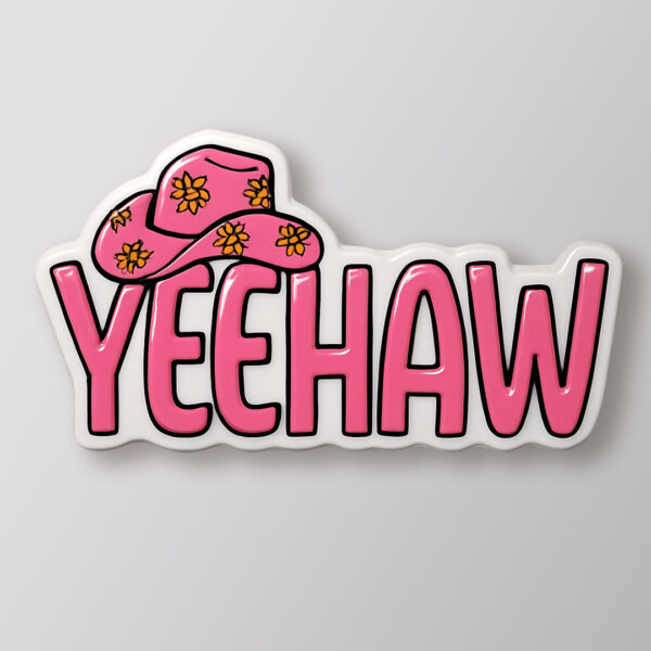 Yeehaw Pink Cowgirl Shoe Charm - Image 3