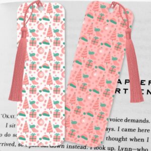 Pink Holiday Whimsy, Double-sided Bookmarks Set of 2