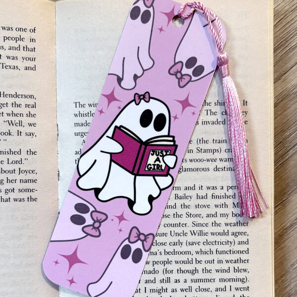 'Just A Girl' Cute Ghost Reader Matte Bookmark - Image 3