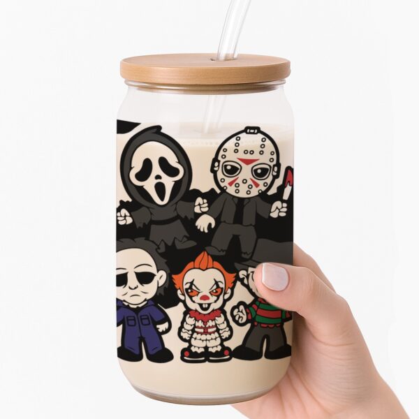 Horror Character Babies Halloween Frosted Glass Cup - Image 4