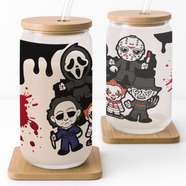 Horror Character Babies Halloween Frosted Glass Cup - Image 3