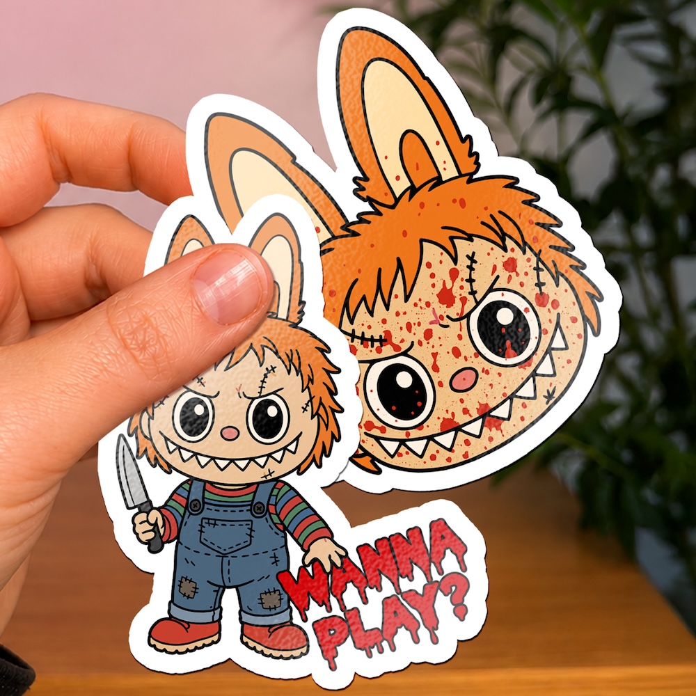 Labubu Horror Doll Halloween Stickers - Set of 2 or Individuals
