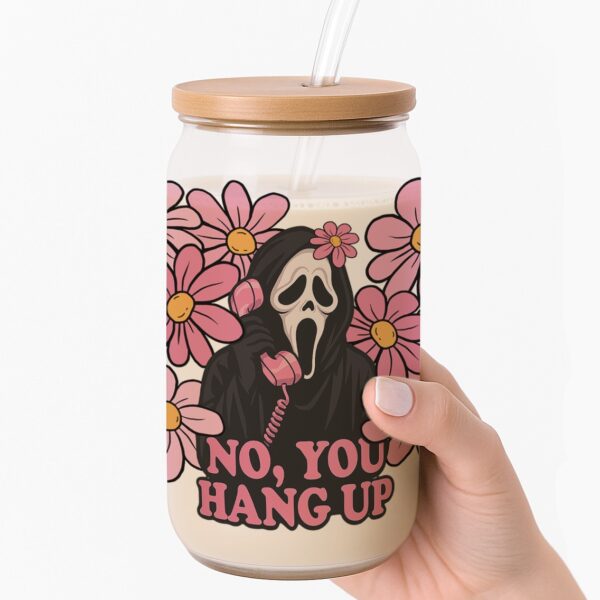 Floral Slasher-Inspired Halloween Halloween Frosted Glass Cup - Image 4