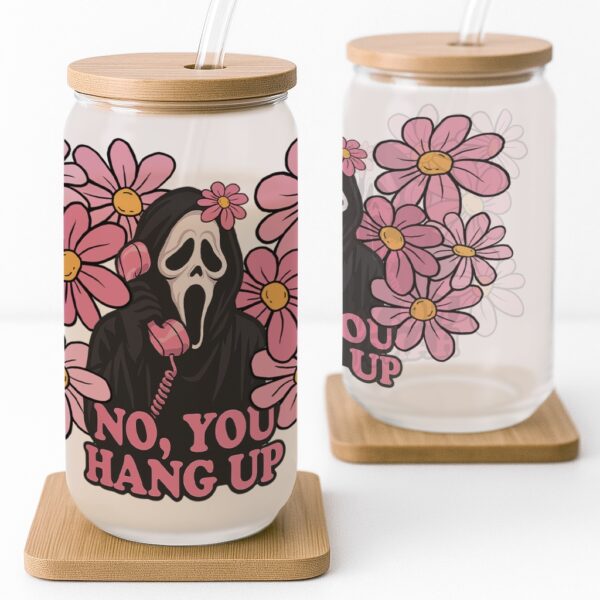 Floral Slasher-Inspired Halloween Halloween Frosted Glass Cup - Image 3