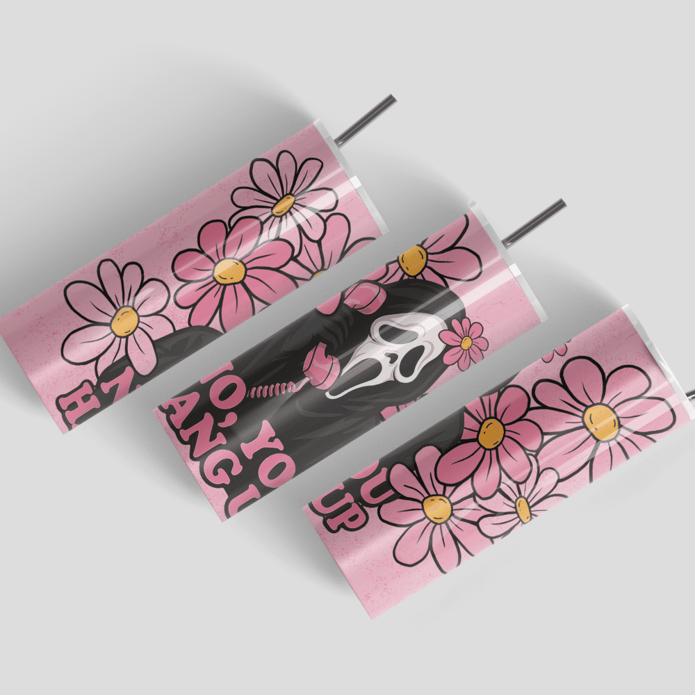 Floral Slasher-Inspired Halloween Stainless Steel Tumbler